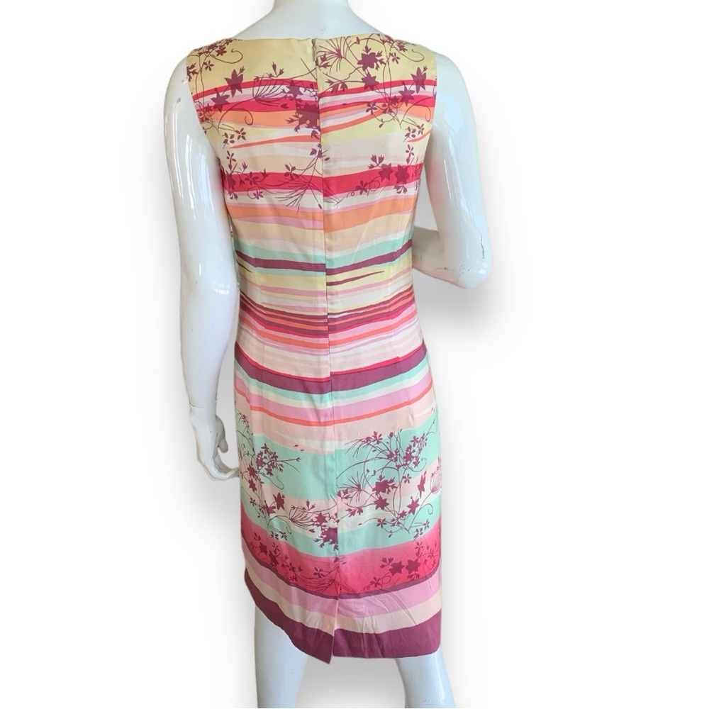 CAROL ANDERSON CALIFORNIA VINTAGE SILK STRIPED FLORAL SHEATH DRESS  WOMEN’S SZ 8 - Picture 2 of 7